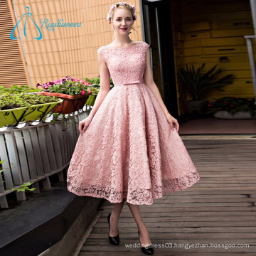 A Line Sweetheart Pearls Sashes Pink Lace Prom Dress Short